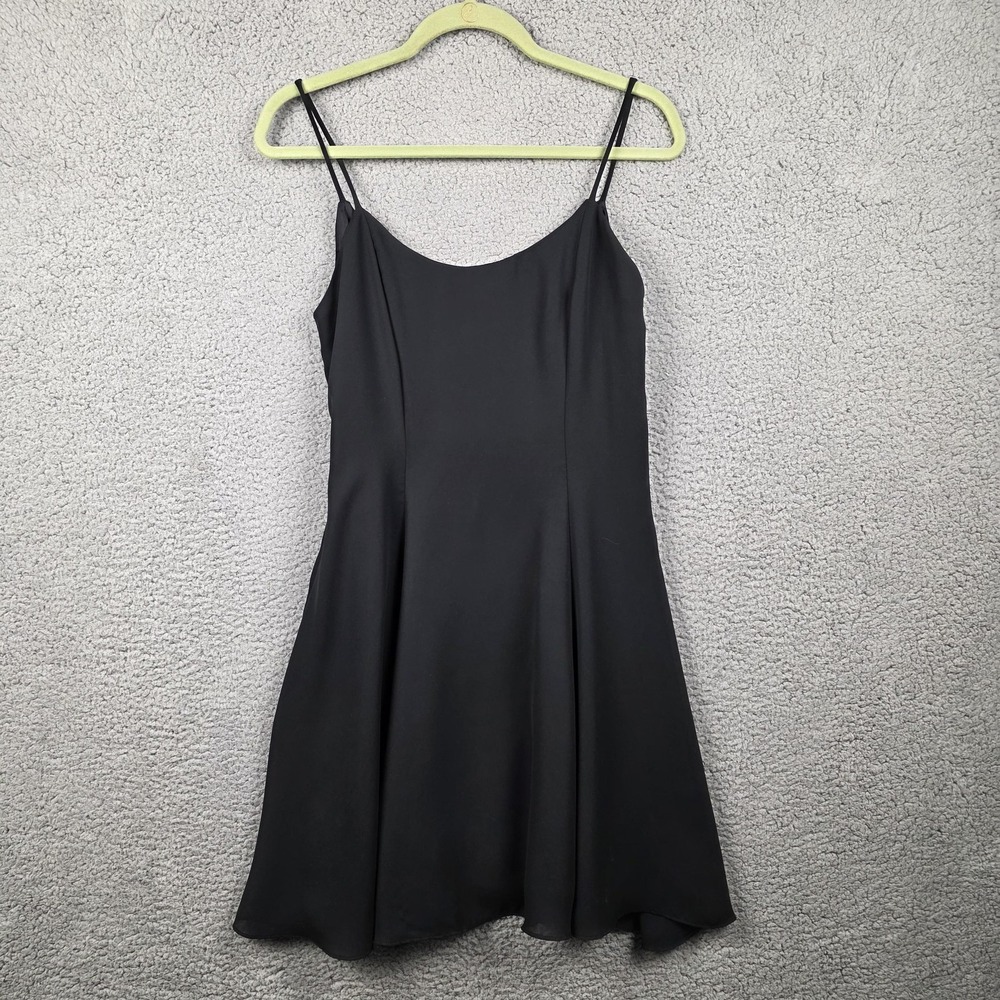 Vintage Slip Dress Womens 8 Black Strappy Scoop Neck Lined Mini Party‎ Cocktail